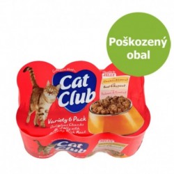 Cat Club kousky v želé 3 druhy, konzerva 400 g (6 pack) - Poškozený obal - SLEVA 20 %