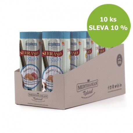 Serrano Dog Sticks Salmon & Tuna, tyčinka 16 x 12 g (10 ks) SLEVA 10 %