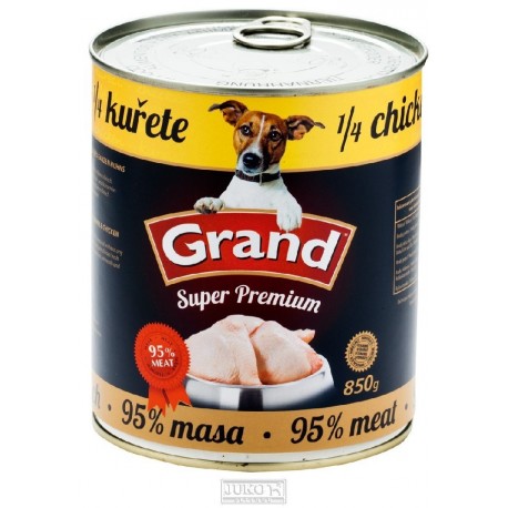 GRAND Superpremium Dog kuřecí s 1/4 kuřete, konzerva 850 g