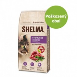 SHELMA Cat Sterilised Beef GF 8 kg - Poškozený obal - SLEVA 20 %