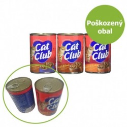 Cat Club kousky v omáčce 3 druhy, konzerva 400 g (6 pack) - Poškozený obal - SLEVA 20 %