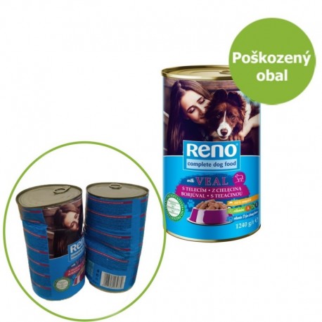 RENO Dog kousky různé příchutě, konzerva 1240 g - Poškozený obal - SLEVA