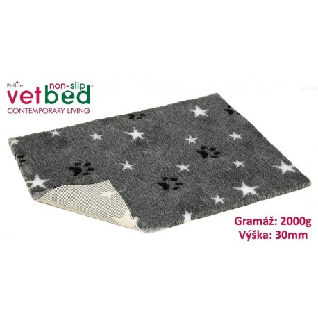 Vetbed protiskluz/Drybed Šedý hvězda s packou 75 x 50 cm, vlas 30 mm