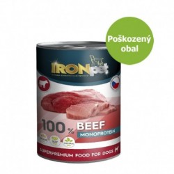 IRONpet Dog Beef (Hovězí) 100 % Monoprotein, konzerva 400 g - Poškozený obal - SLEVA 20 %