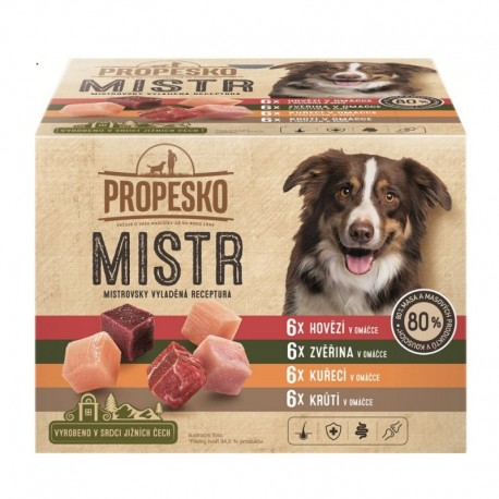 PROPESKO Dog Mistr mix druhů v omáčce, kapsa (24 pack)