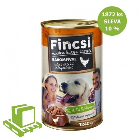 Fincsi Dog Drůbeží, konzerva 1240 g (paleta 672 ks) SLEVA 10 %