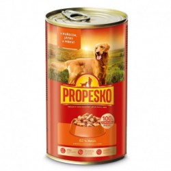 PROPESKO Dog kuřecí, játra a mrkev v omáčce, kousky 1240 g PRODEJ PO BALENÍ (6 ks)