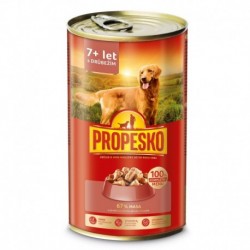 PROPESKO Dog Senior drůbeží a mrkev v omáčce, kousky 1240 g