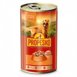 PROPESKO Dog hovězí a kuřecí v omáčce, kousky 1240 g PRODEJ PO BALENÍ (6 ks)