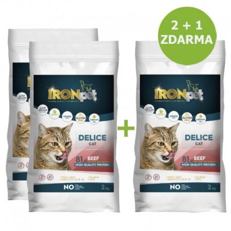 IRONpet Cat Delice Beef (Hovězí) 2 kg AKCE 2 + 1 ZDARMA