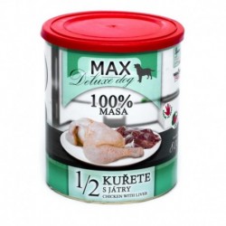 MAX Deluxe Dog 1/2 kuřete s játry, konzerva 800 g