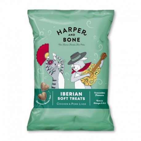 Harper and Bone Cat & Dog iberské měkké pamlsky kuře a vepřové 90 g