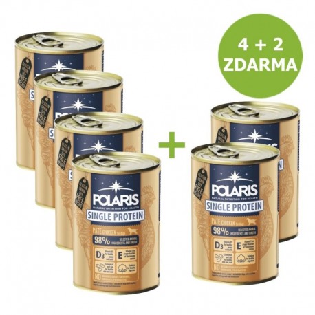 Polaris Single Protein Paté Pes Kuřecí, konzerva 400 g AKCE 4 + 2 ZDARMA