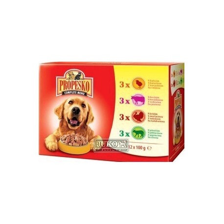 PROPESKO Dog drůbeží, hovězí, jehněčí a krůtí, kapsa 100 g (pack 12 ks)