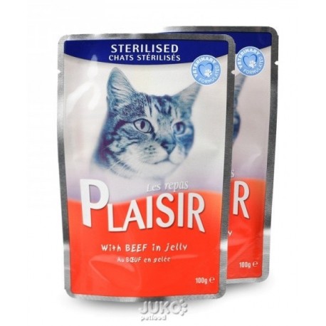 Plaisir Cat Sterilised hovězí v želé, kapsička 100 g