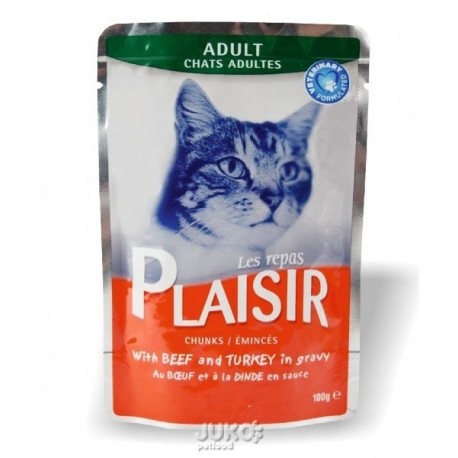 Plaisir Cat kapsička 100g hovězí+krocan-13666