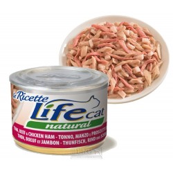 LifeCat Le Ricette Tuna with Beef & Ham, konzerva 150 g