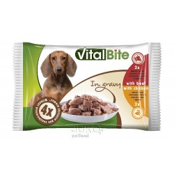 VitalBite pes hovězí & kuřecí ve šťávě, kapsa 85 g (4 pack) PRODEJ PO BALENÍ (15 ks)