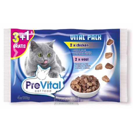 PreVital kočka kuře a telecí, kapsa 100 g (4 pack)