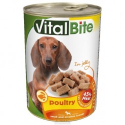 VitalBite pes drůbeží kousky v želé, konzerva 415 g PRODEJ PO BALENÍ (12 ks)