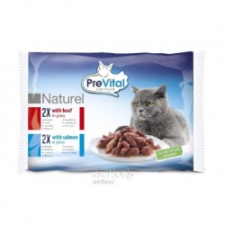 PreVital Naturel hovězí a losos, kapsa 85 g (4 pack)