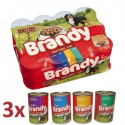 Brandy Dog Variety Chunks 4 druhy, konzerva 395 g PRODEJ PO BALENÍ (12 ks)