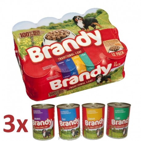 Brandy Dog Variety Chunks 4 druhy, konzerva 395 g (12 pack)