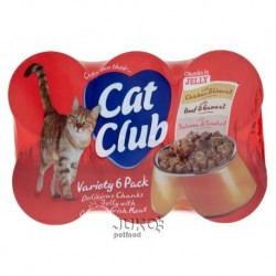 Cat Club kousky v želé 3 druhy, konzerva 400 g (6 pack)