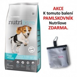 Nutrilove pes granule JUNIOR Small&Medium fresh kuřecí 8kg+PAMLSKOVNIK-14837