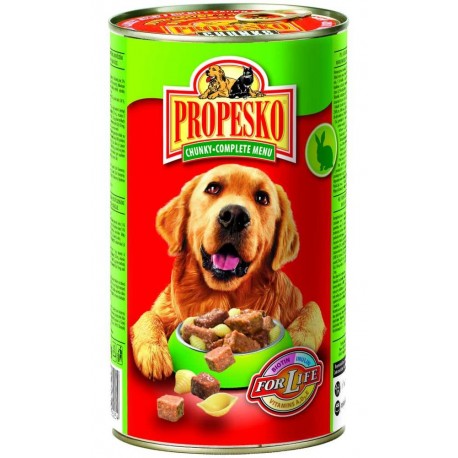 PROPESKO Dog králíčí, hovězí s těstovinami, kousky 1240 g