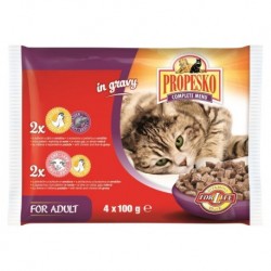 PROPESKO Cat kuřecí / játra a jehněčí / kuřecí, kapsa 100 g (4 pack)