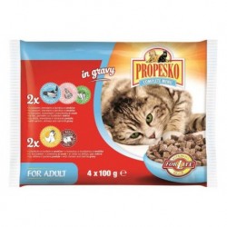 PROPESKO Cat kuřecí a losos, kapsa 100 g (pack 4 ks)