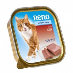 RENO Cat hovězí se zeleninou, vanička 100 g PRODEJ PO BALENÍ (16 ks)
