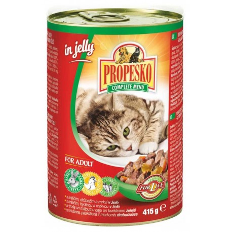 PROPESKO Cat králík a drubež s mrkví v želé, kousky 415 g