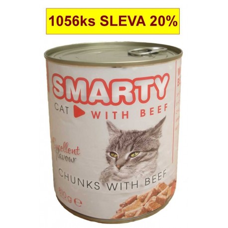 SMARTY Cat Hovězí chunks, konzerva 810 g