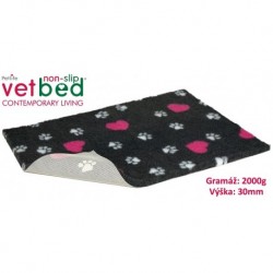 Vetbed protiskluz/Drybed grafit Růžové srdce 100 x 75 cm, vlas 30 mm