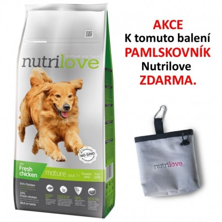 Nutrilove pes granule MATURE fresh kuřecí 12kg+PAMLSKOVNIK-14841