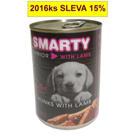 SMARTY Dog Junior Jehněčí chunks, konzerva 410 g