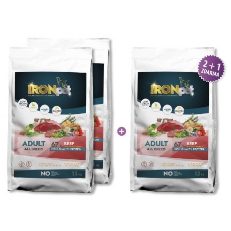 IRONpet BEEF Adult All Breed 12 kg AKCE 3 + 1 ZDARMA