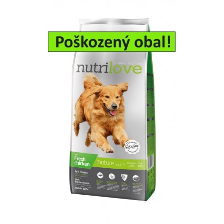 Nutrilove pes granule MATURE fresh kuřecí 12kg-TRHLE-sleva 10%-15513