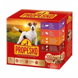 PROPESKO Dog kuřecí/jehněčí, krůta, králík s mrkví, kapsa 100 g (12 pack)