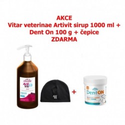 Vitar veterinae Artivit Sirup 1000ml s dávkovačem - pumpičkou + DentOn 100g + čepice-15682