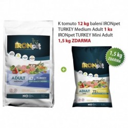 IRONpet TURKEY Medium Adult 12kg+1,5kg ZDARMA