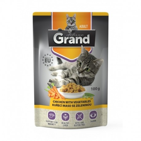 Grand deluxe Cat kuřecí se zeleninou, kapsička 100 g