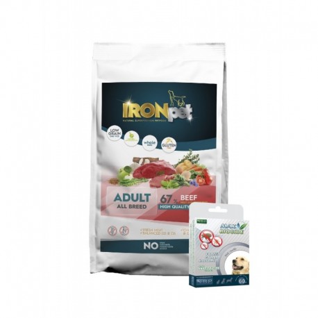 IRONpet BEEF Adult All Breed 12kg+Antiparazitni obojek 75cm- ZDARMA