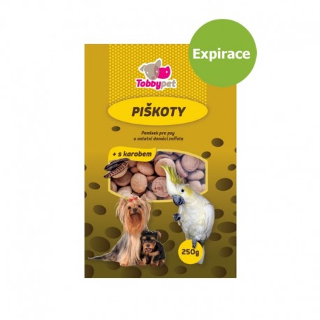 PIŠKOTY S KAROBEM tobby krmné 250g-Exp 6/2020- Sleva 20%