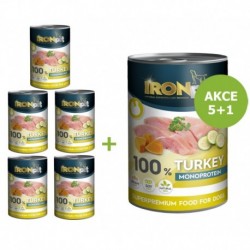 IRONpet Dog Turkey (Krůta) 100 % Monoprotein, konzerva 400 g AKCE 6 + 2 ZDARMA