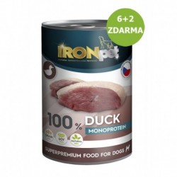 IRONpet Dog Duck (Kachna) 100 % Monoprotein, konzerva 400 g AKCE 6 + 2 ZDARMA