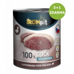 IRONpet Dog Duck (Kachna) 100 % Monoprotein, konzerva 800 g AKCE 5 + 1 ZDARMA