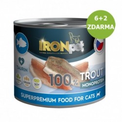 IRONpet Cat Trout (pstruh) 100 % Monoprotein, konzerva 200 g AKCE 6 + 2 ZDARMA